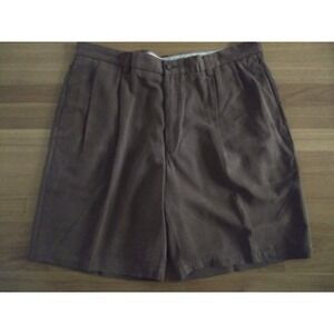 TOMMY BAHAMA Shorts Mens 38‎ Brown 100% Silk Pleated Front Lightweight Chinos